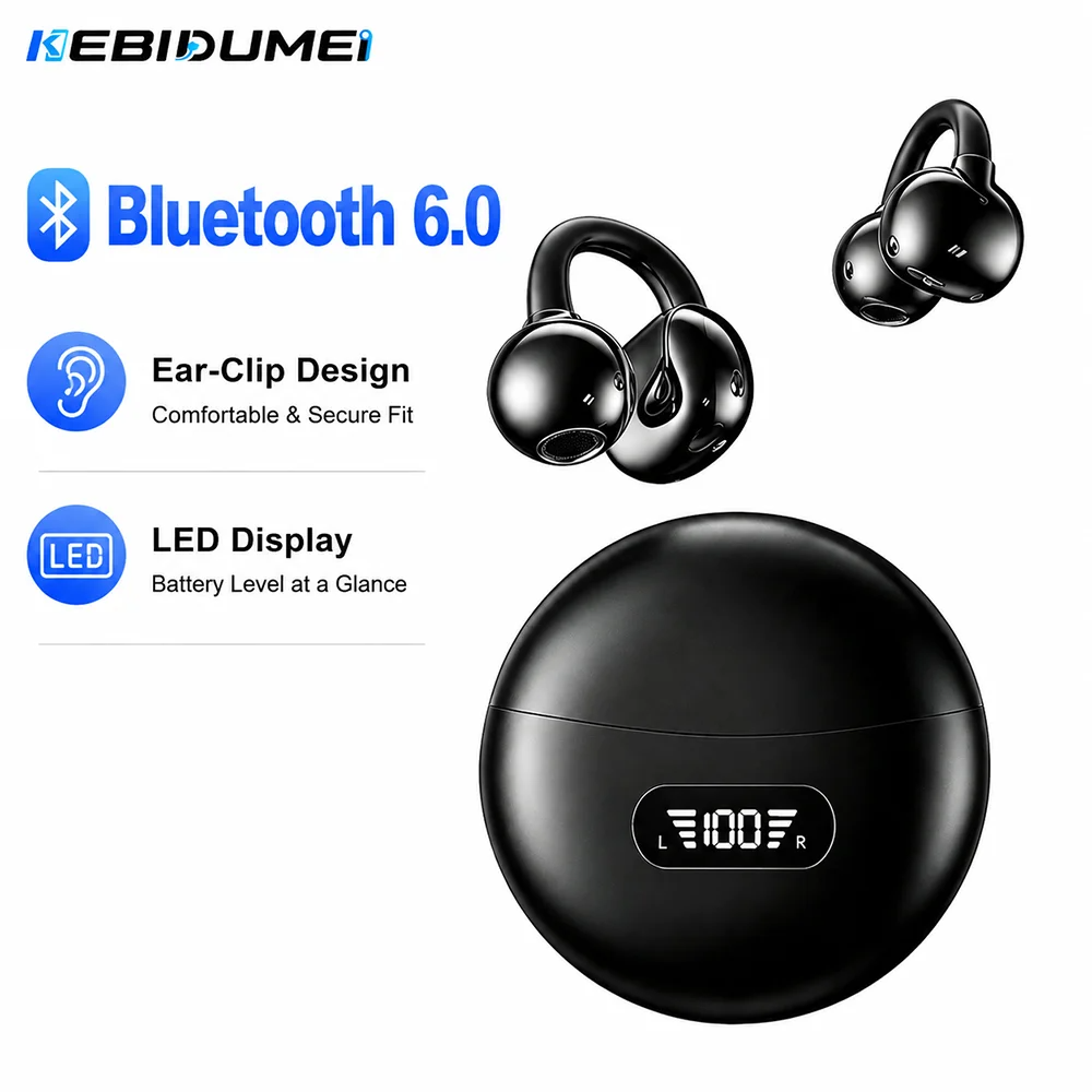 Open Ear Air Conduction Headphones - Écouteurs Bluetooth 6.0 KEBIDUMEI à Clip