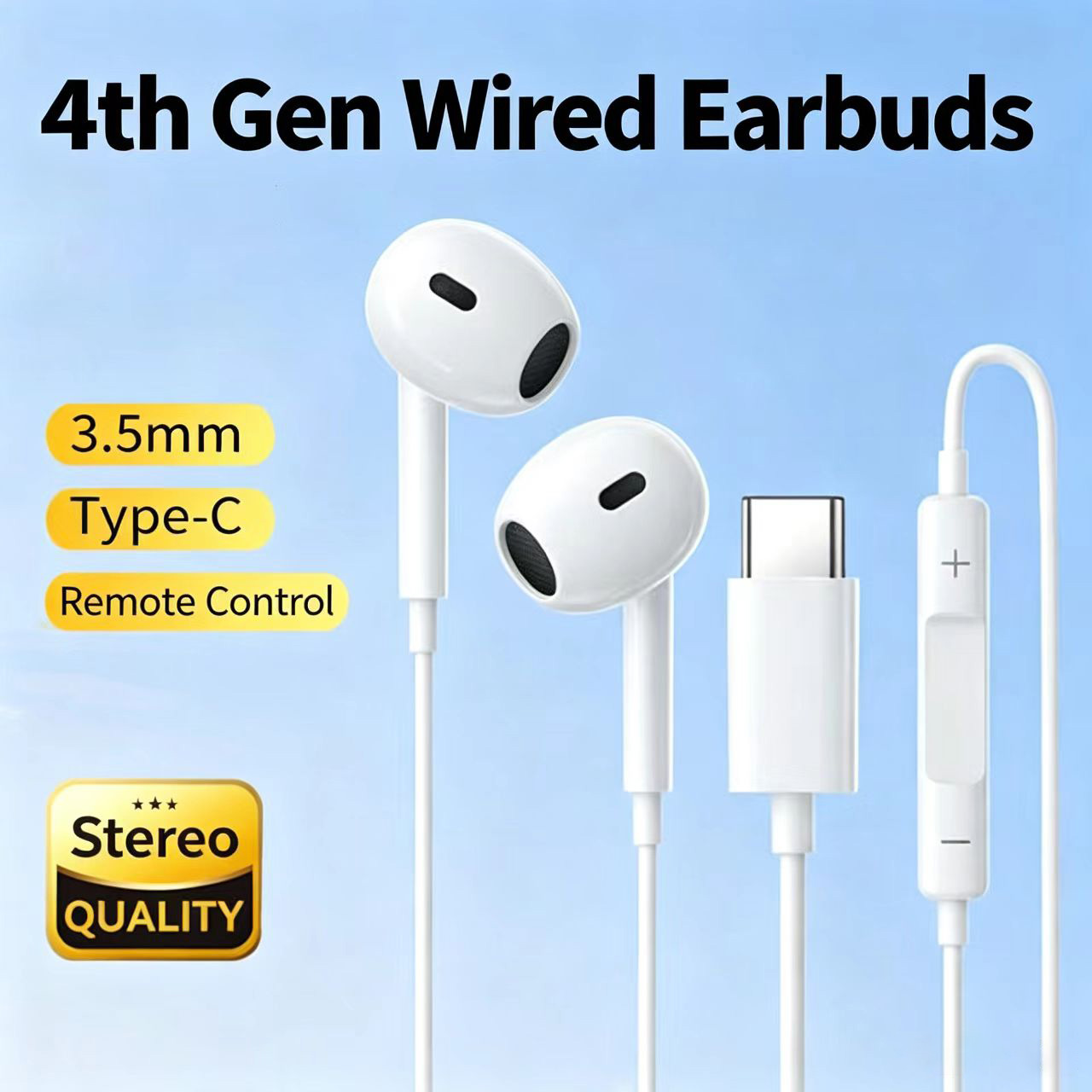 Type C Wired Earphones With Mic - Écouteurs filaires semi-intra-auriculaires avec prise jack