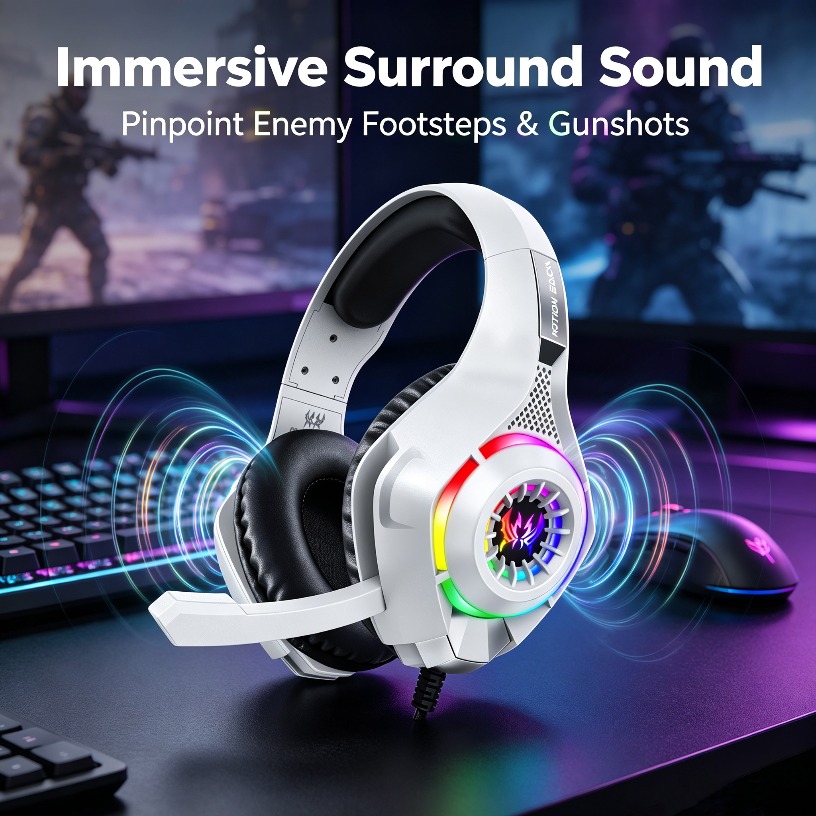 Gaming Headset With Mic Rgb - Casque de jeu filaire avec micro,
