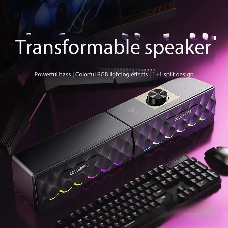 Rgb Computer Soundbar For Pc - Haut-parleur filaire pour ordinateur de bureau,