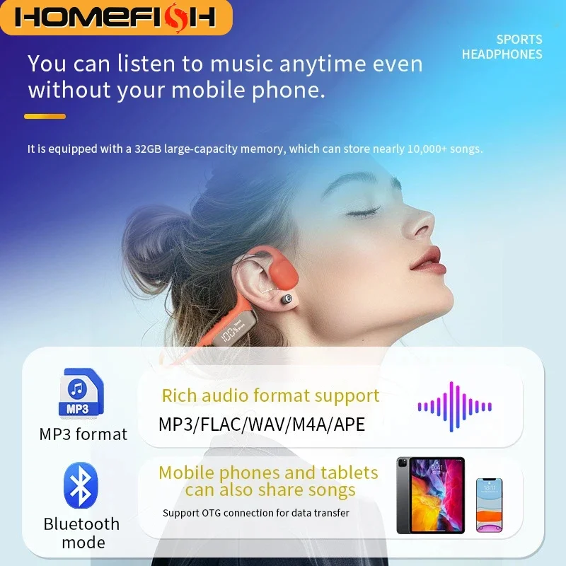 Open Ear Air Conduction Headphones - Casque audio à conduction osseuse HOMEFISH