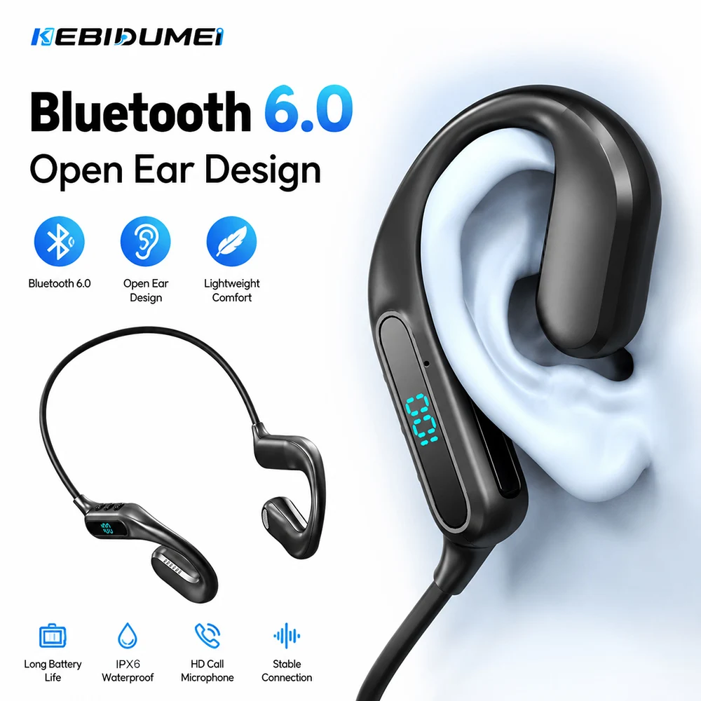 Open Ear Air Conduction Headphones - KEBIDUMEI Écouteurs sans fil Bluetooth 6.0