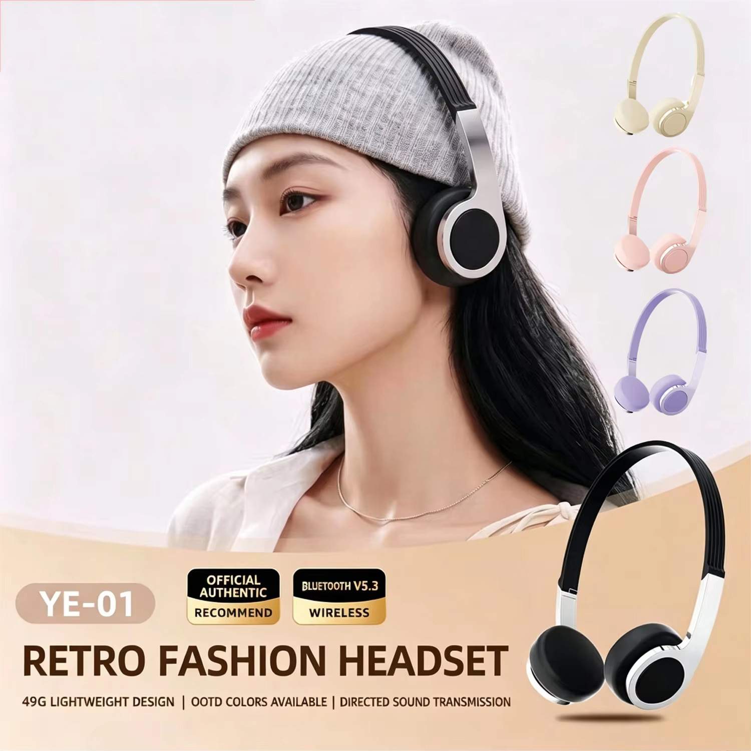 Anc Wireless Over Ear Headphones - Nouveaux écouteurs Bluetooth rétro compacts circumauraux