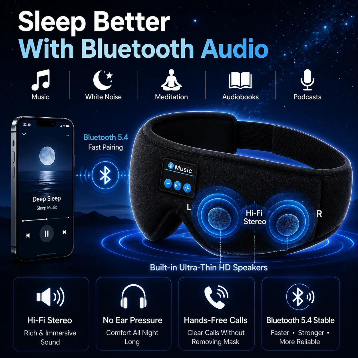 Masque de sommeil sans fil ave - Sleep Mask Headphones Bluetooth avis et prix