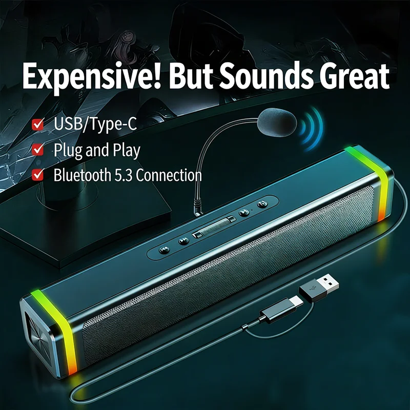 Haut-parleurs d'ordinateur SAD - Rgb Computer Soundbar For Pc avis et prix