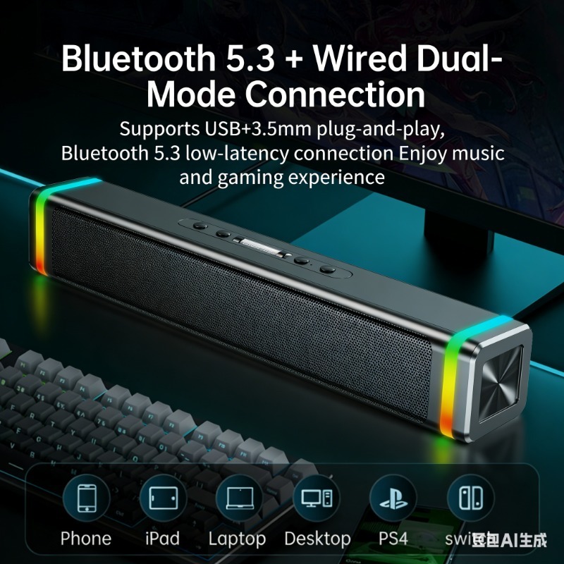 Haut-parleurs d'ordinateur SAD - Rgb Computer Soundbar For Pc avis et prix