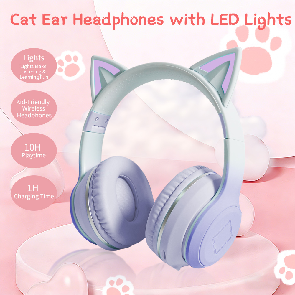Adorable casque sans fil à ore - Cat Ear Bluetooth Headset Led avis et prix