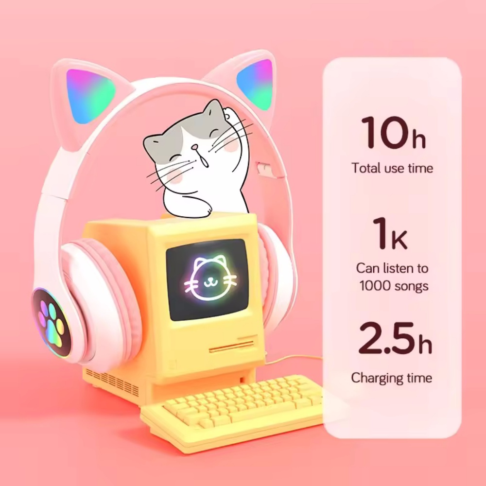 Casque sans fil à oreilles de  - Cat Ear Bluetooth Headset Led avis et prix