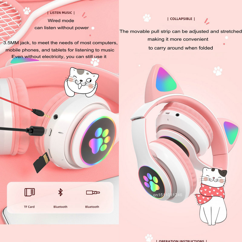 Oreilles de chat casque Flash  - Cat Ear Bluetooth Headset Led avis et prix